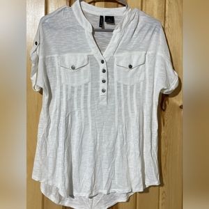 New Directions white button blouse small pre-owned